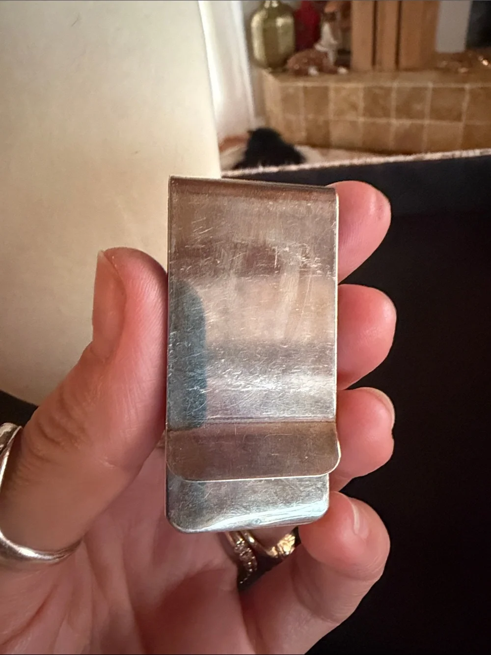 Silver turquoise bear claw money clip Navajo Native American
